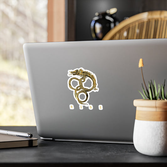 "Rise" Golden Dragon-like Serpent Vinyl Sticker – Premium Kiss-Cut | Eléra Gold Edition
